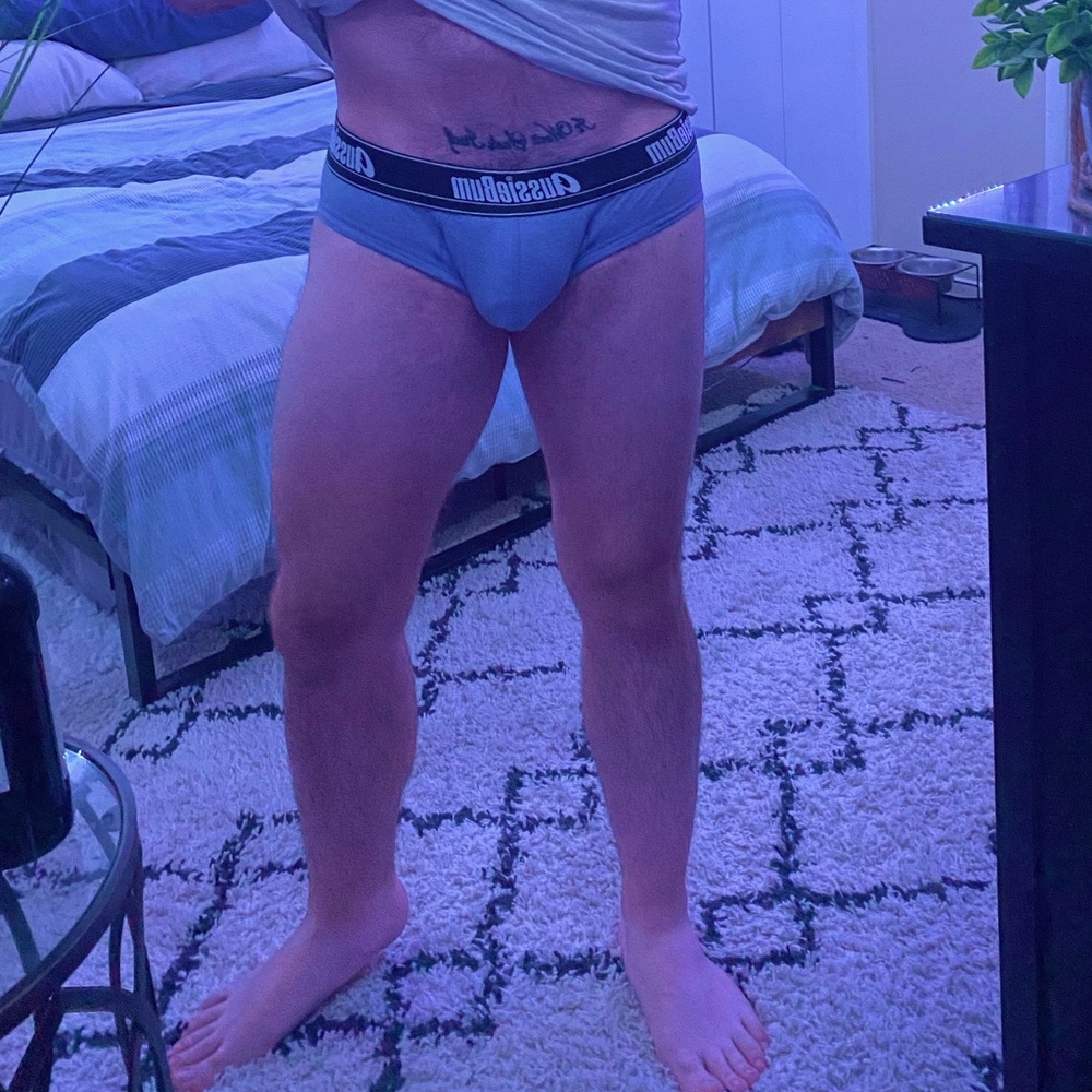 AussieBum briefs size medium blueish grey color
